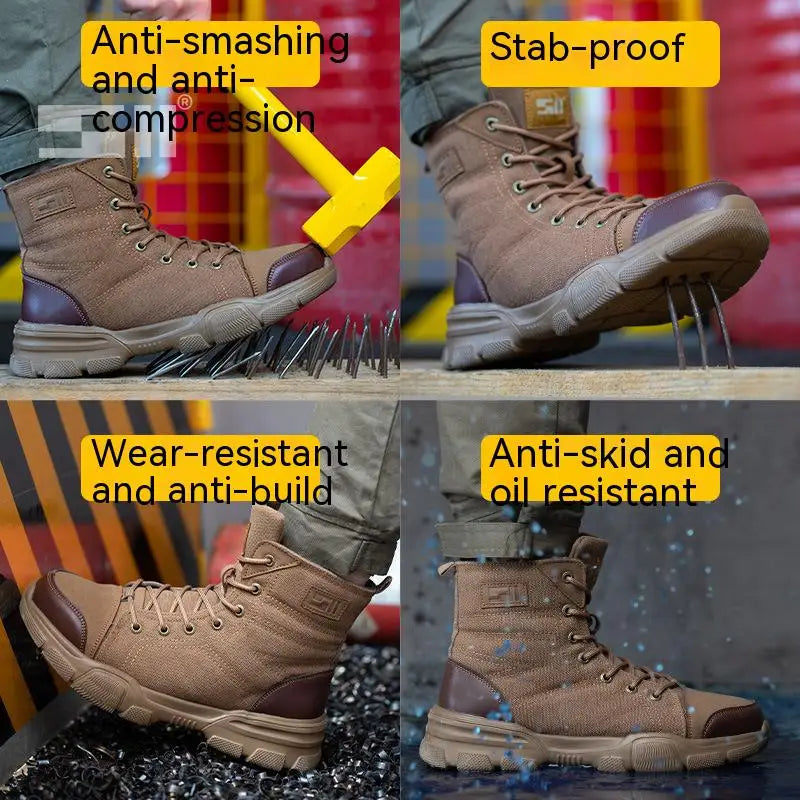 New Work Boots Indestructible Anti-smash Safety Shoes Men Steel Toe Shoes Puncture-proof Sneakers Shoes Non Slip Work Shoes
