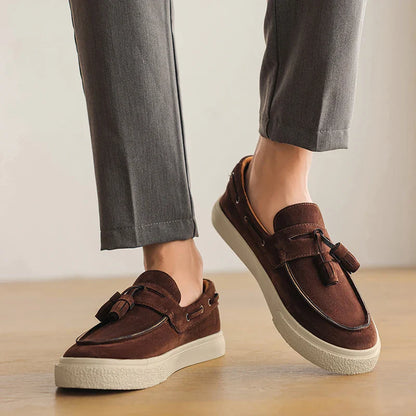 Suede Leather Handmade Loafers Leisure Walk Male Casual Shoes New Design Casual Slip on Flats Versatile Driving Shoes Moccasins