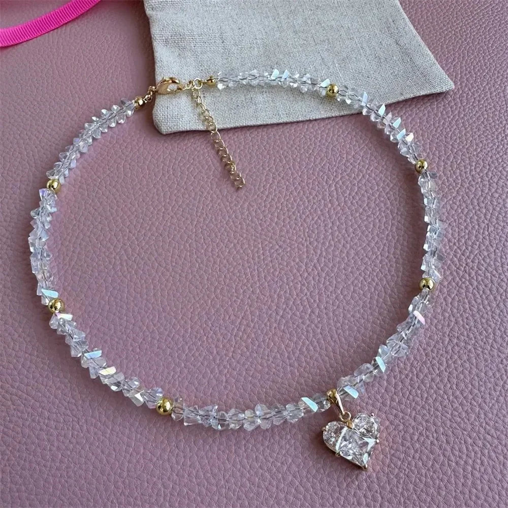 Necklace For Women Female Boho Geometric Baroque Transparent Crystal