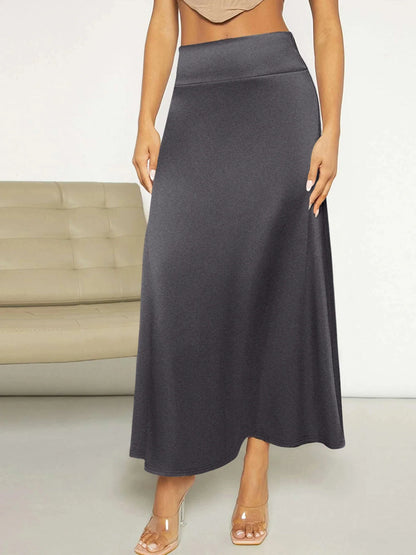 Women High Waist Midi Skirt A line Flowy Hem Elastic Waist Soft Fabric Ideal for Casual Gatherings Work Meetings Daily Outings