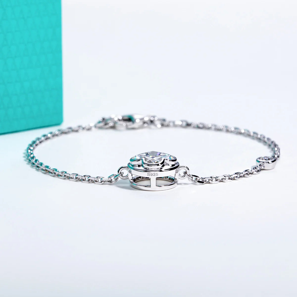 2ct (7x7mm) Four-Leaf Clover Cut Moissanite Bezel Bracelet 925 Sterling Silver 16+2cm Bracelets for Women Jewelry Gift