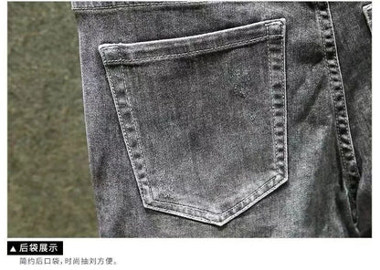 Spring and Autumn New Fashion Trend Print Retro Straight Leg Sports Denim Pants Men's Casual Slim Breathable High-Quality Jeans