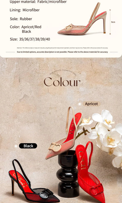 Women's High Heels 2025 Summer Breathable Mesh Black Business Sandals 9cm