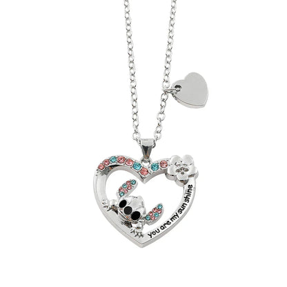 Stitch Cartoon Pendant Necklace Cute Filled Rhinestones Jewelry Personality Sweater Chain Gift for Fashion Lovers