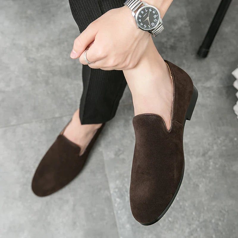 Sapatos Masculinos Mule de Couro Camurça Clássicos de Negócios para Homens Sapatos de Luxo Masculinos Mocassim Sapatos Masculinos Slip-On Sociais
