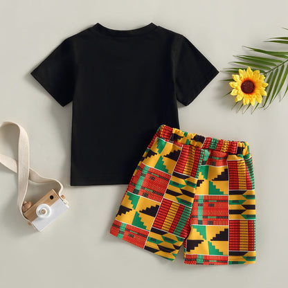 Kid Baby Boy Pants Suit, Casual Street Party Chest Pocket Shirt + Short Trousers Outfit, Black 2pcs Set 2-7T