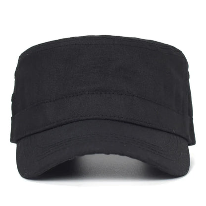 Waxed Canvas Cotton Military Caps Men Waterproof Cadet Army Cap Unique Design Vintage Flat Top Hat