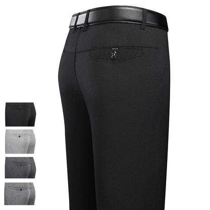 Male Spring Summer Casual Straight Pants Artificial Linen Business Casual Pants Mid Aged Men's Trousers
