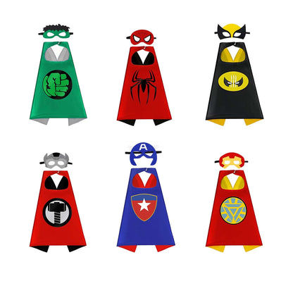 6 sets Superhero Capes for  Cool Halloween Costume Cosplay Festival Party Supplies Favors Dress Up for 3-12 Year Old boys