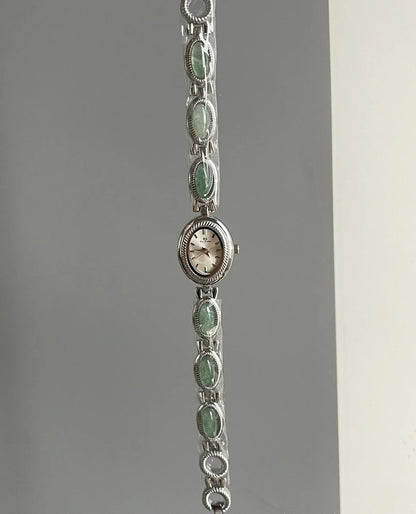 High-end Luxury Watches for Woman Elegant Green Jewelry Jade Quartz Bracelet Wristwatch Gift for Women Lady Fashion Dress Watch