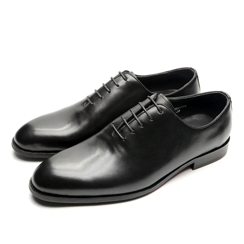 Classic Handmade Mens Dress Shoes Genuine Leather Whole Cut Round Toe Oxford Shoes Business Wedding Formal Suit Shoes Man