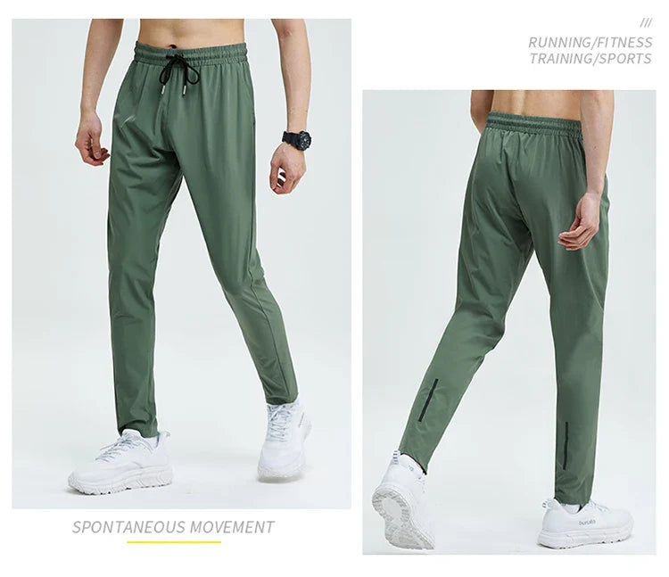 Gym Fitness Trousers Men's Pencil Pants Tight Jogging Running Breathable Quick-Drying Ice Silk Sports Wind Casual Fashion Pants