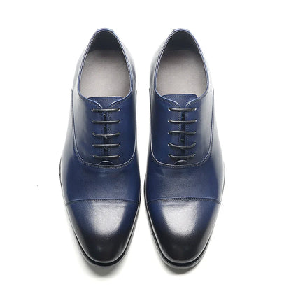Genuine Leather Handmade Men's Oxford Dress Shoes Cap Toe Lace-Up Classic Business Office Shoe Wedding Party Formal Shoes Man
