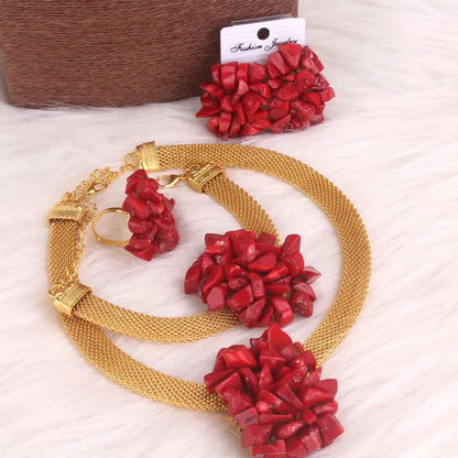 African Wedding Coral Beaded Fine Jewelry Set For Women High Quality 2023