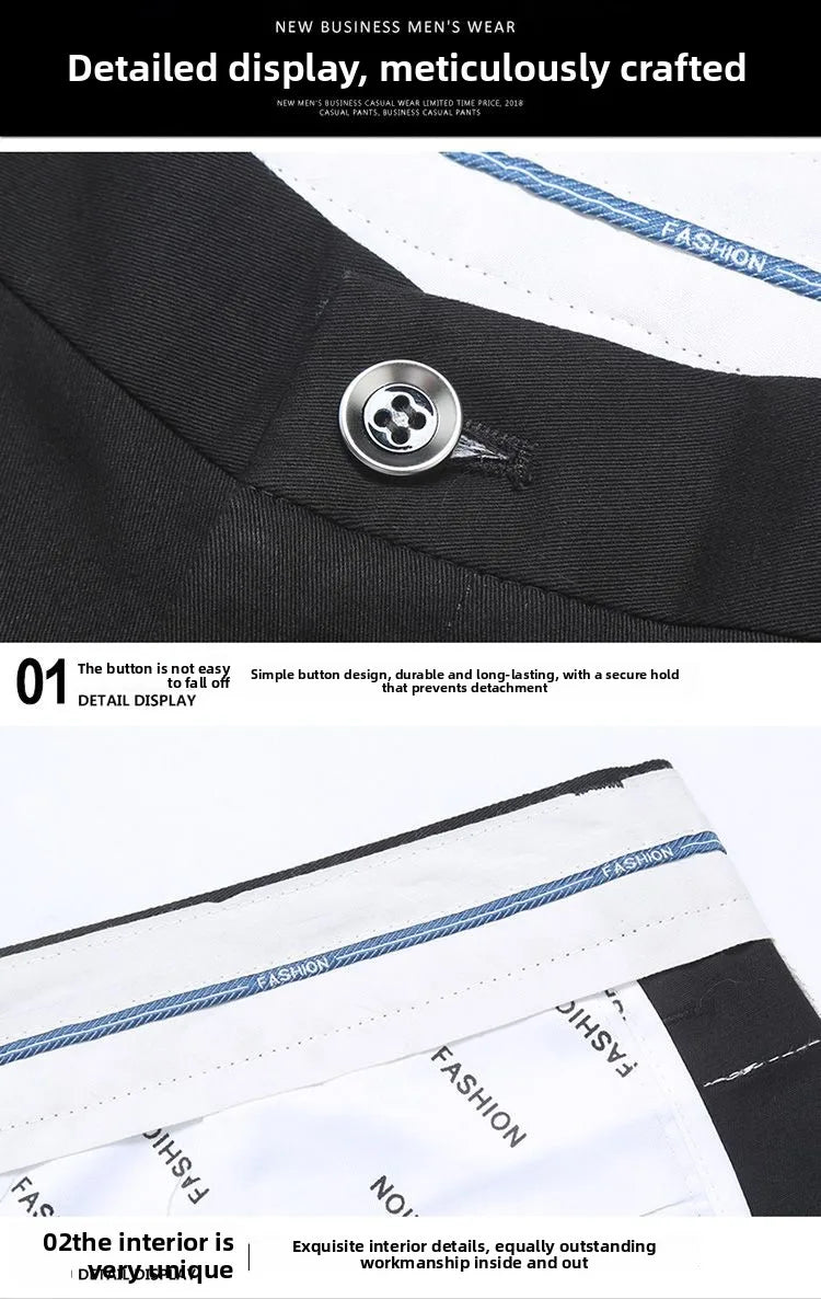 Men's Business Casual Pants Spring Summer Elastic Trousers Office Suit Pant Quick Dry Formal Stretch Pant Breathable Comfortable