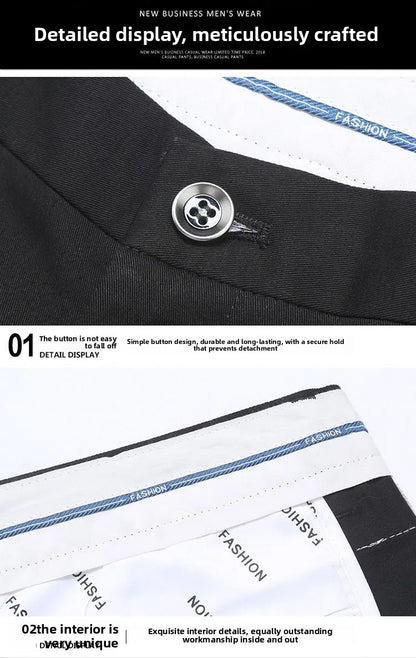 Men's Business Casual Pants Spring Summer Elastic Trousers Office Suit Pant Quick Dry Formal Stretch Pant Breathable Comfortable