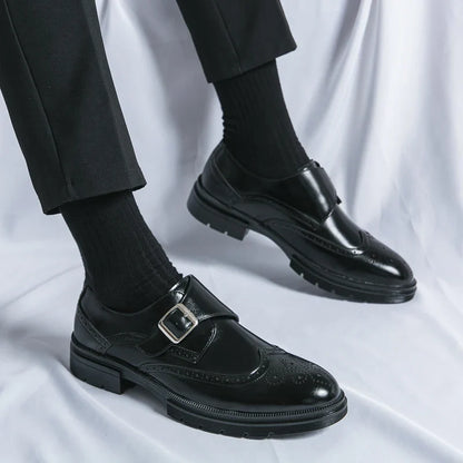 Fashion Formal Wedding Shoes Men Trend Casual Business Leather Shoes For Men High Quality Social Brogues Leather Shoes Male
