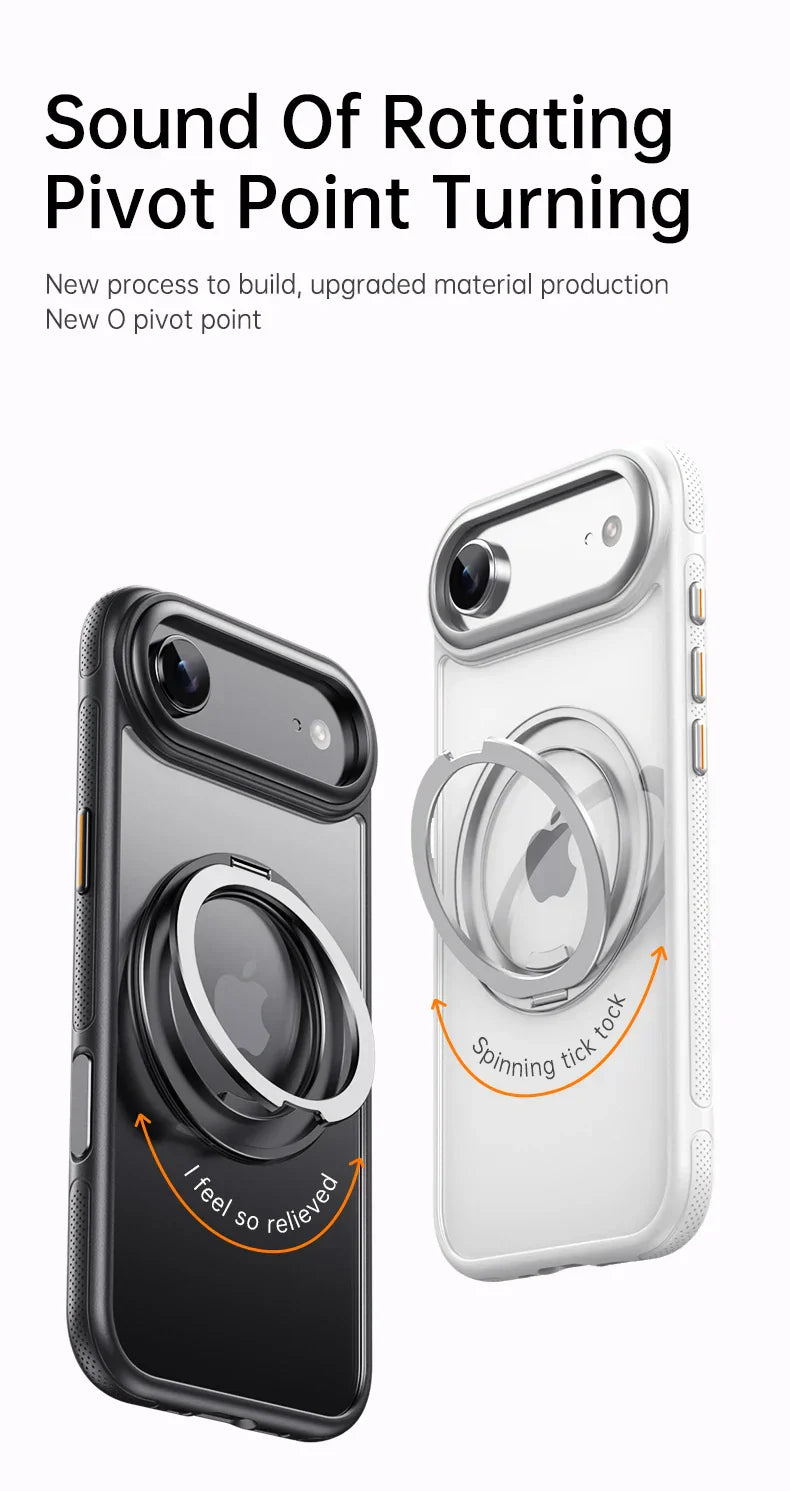 360° transparent Round ring Case for IPhone 12 13 14 15 16 Pro Max Fall prevention funda Cover sling Metal buttons 17 Air case