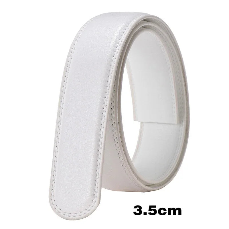 Men Women 2.4 2.8 3.0 3.5 cm Wide Belt No Buckle for Automatic Buckle High Quality PU Leather Belts Body Straps without Buckle
