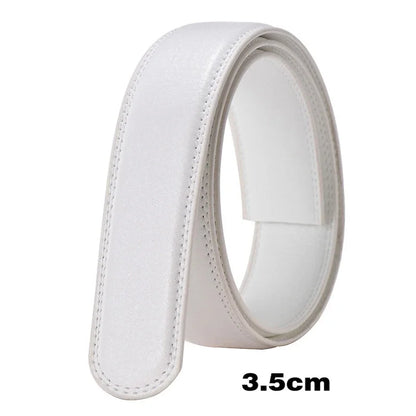 Men Women 2.4 2.8 3.0 3.5 cm Wide Belt No Buckle for Automatic Buckle High Quality PU Leather Belts Body Straps without Buckle