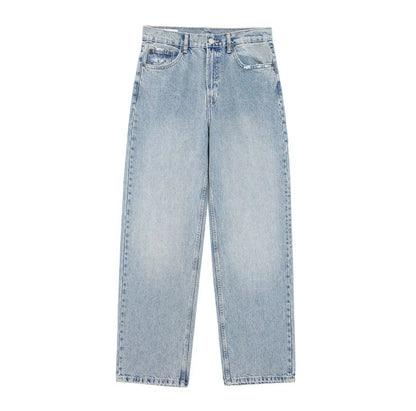 Women's Street Fashion Denim Blue Jeans Distressed Patchwork High Waist Zipper Fly Ripped Retro Long Pants