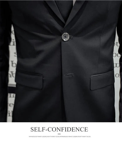 Solid Color Suit Men's Fashionable Gentleman Business Banquet Korean-style Formal Dress Casual Wedding (Blazer+Vest+Trousers)