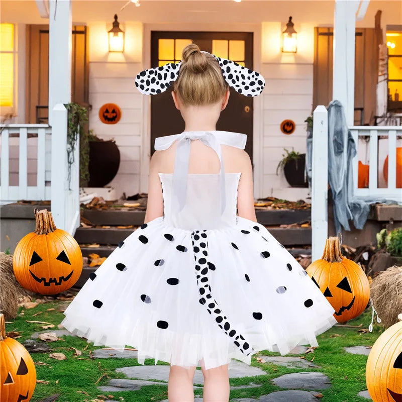 Novo Conjunto de Saia de Tule Roupa Infantil Cos Animal Alce Roupa de Halloween Vestido de Gatinho de Malha para Meninas Vestido para Apresentação Escolar