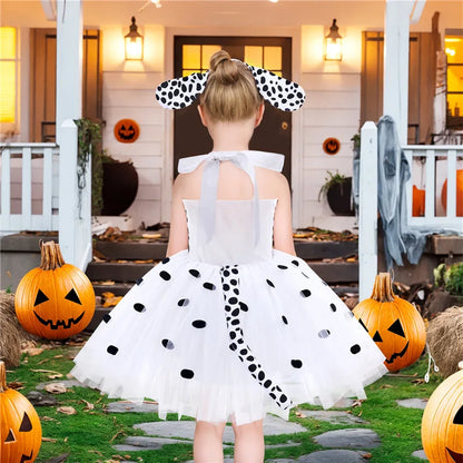 Novo Conjunto de Saia de Tule Roupa Infantil Cos Animal Alce Roupa de Halloween Vestido de Gatinho de Malha para Meninas Vestido para Apresentação Escolar