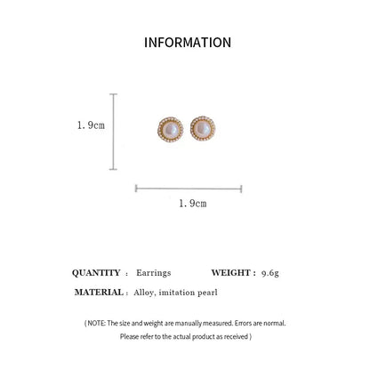 Vintage Imitation Pearl Stud Earrings for Women French Elegant Internet Celebrity Earring Luxury Fashion Jewelry Wedding Bride