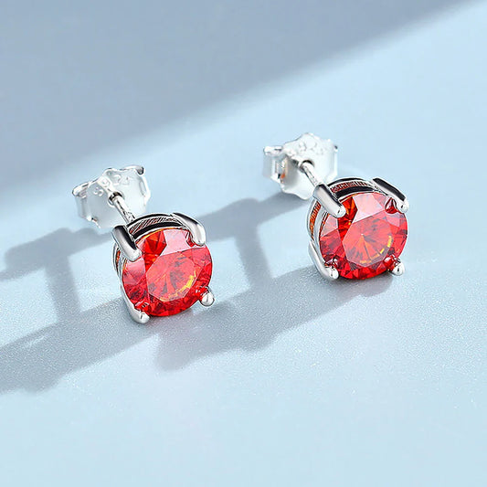 4-claw Real Moissanite Stud Earrings for Women 925 Sterling Silver Earring White Pink Red Green Color Diamond EarringCertified