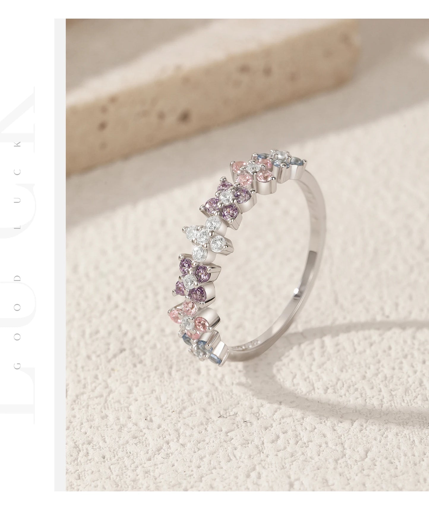 925 Sterling Silver Lucky Four-Leaf Clover Zirconia Eternity Band Rings For Women Fine Wedding Jewelry Accessories