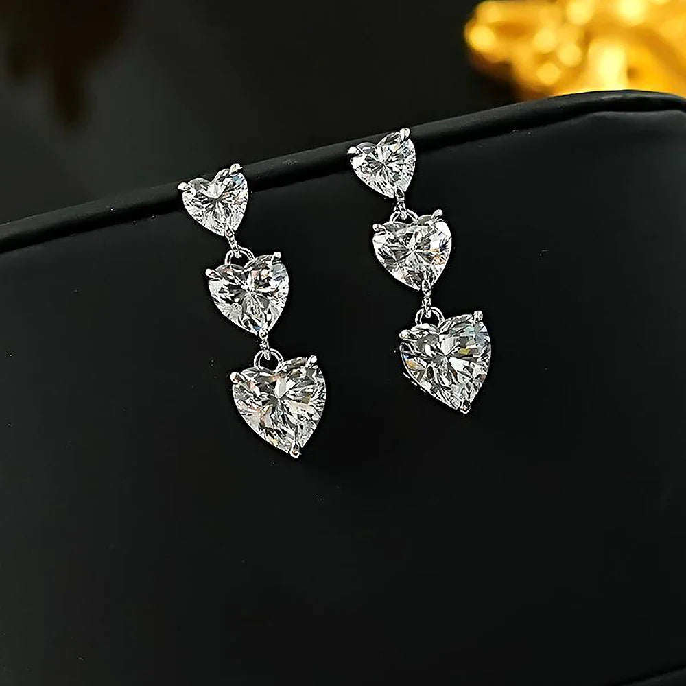 Certified 5cttw Full Moissanite Drop Earrings for Women Heart Cut Lab Diamond Stud Earring 925 Sterling Silver Fine Jewelry