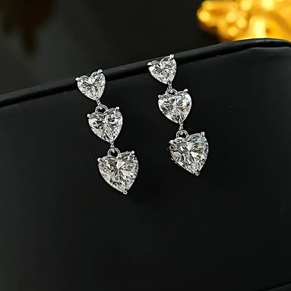 Certified 5cttw Full Moissanite Drop Earrings for Women Heart Cut Lab Diamond Stud Earring 925 Sterling Silver Fine Jewelry