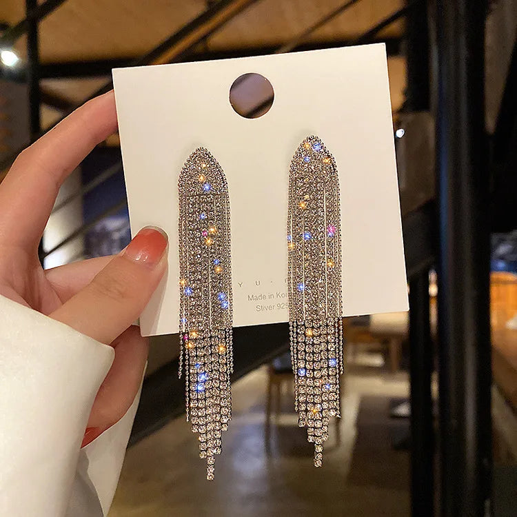 Geometric Triangle Earrings European and American Fashion Long Tassel