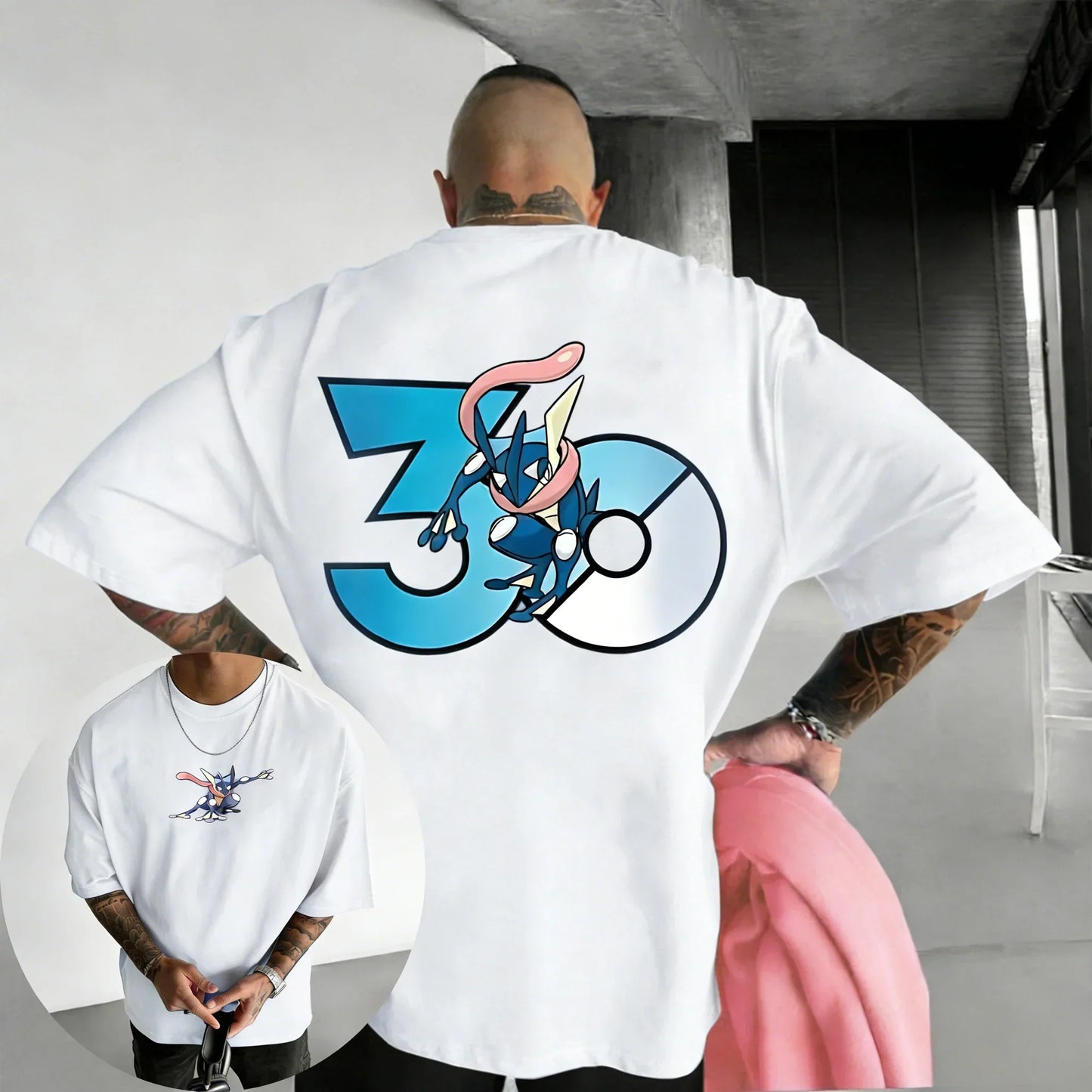 30th Anniversary Greninja Printed T-shirt Summer New Men's and Women's Loose Casual Hip Hop Trendy Short Sleeve Top
