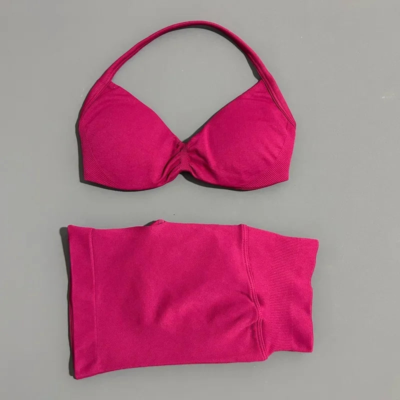 2 Piece Yoga Sets Women  Low Waist Seamless Push Up Bra Scrunch Butt Lift No Digging Comfortable Gym Running Tracksuits