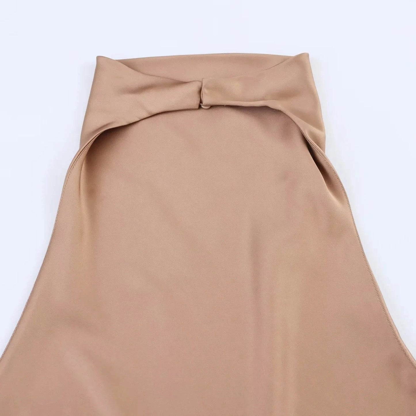 Sexy Chic Butter Yellow Satin Tops Women Halter Backless Beach Holiday Party Top Fashion 2025 New Year Evening Satin Top