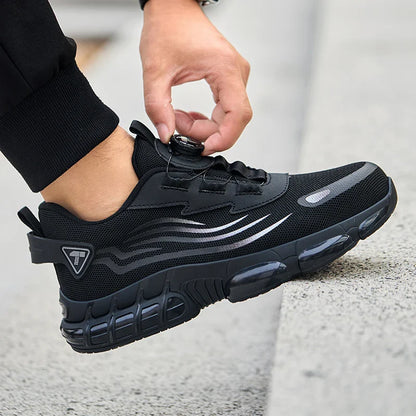 Rotary button new safety shoes for men, anti-impact and anti-piercing work shoes, fashionable men's sports shoes Tactical Boots