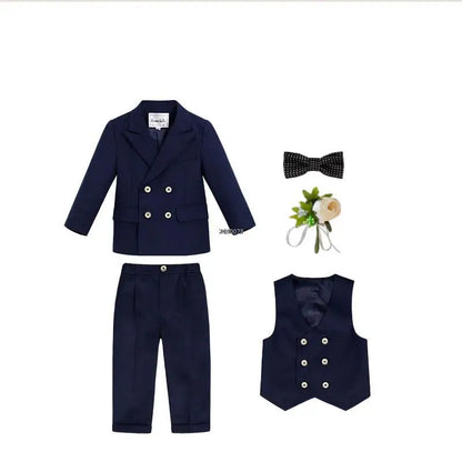 Flower Boys Wedding Suit Children Photography Dress Kids Stage Performance Formal Blazer Suit Baby Birthday Ceremony Costume