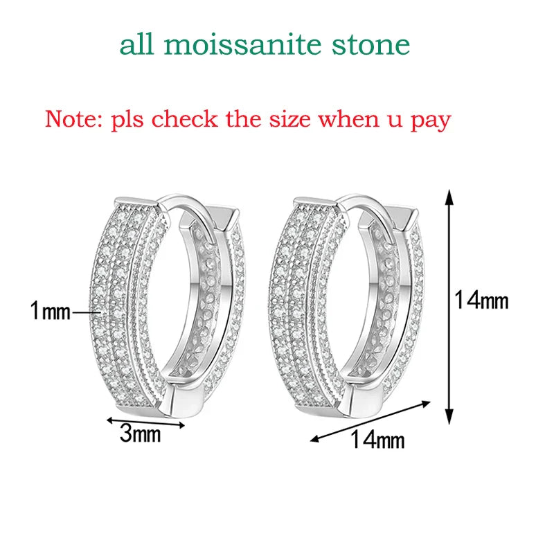 All Moissanite Stud Earrings for Women Full Diamond Small Size Ear Jewelry Dating Birthday Gift 100% 925 Sterling Silver