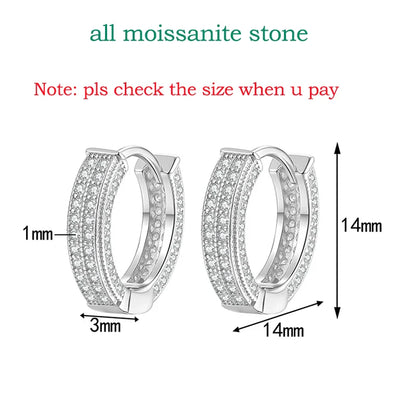 All Moissanite Stud Earrings for Women Full Diamond Small Size Ear Jewelry Dating Birthday Gift 100% 925 Sterling Silver