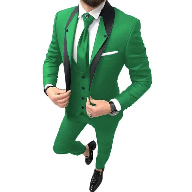 Novos ternos masculinos 3 peças, blazer, colete e calças slim fit, conjunto de terno formal para negócios, casamentos, smoking para homens, roupa casual.