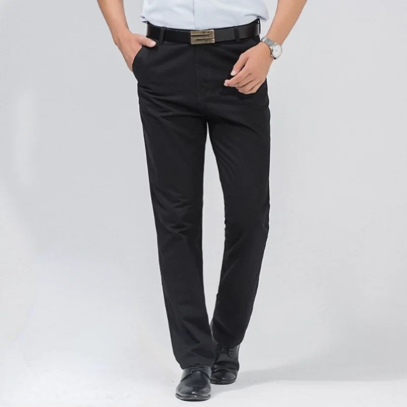 Men's 100% Cotton Summer Thin Pant Autumn Thick Classic Solid Casual Bland High Waist Trousers Business Office Cargo Pants Cheap