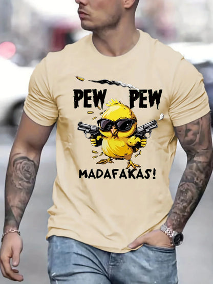 Summer men's 100% pure cotton casual loose oversized cool girl cartoon printed comfortable round neck short sleeved T-shirt top