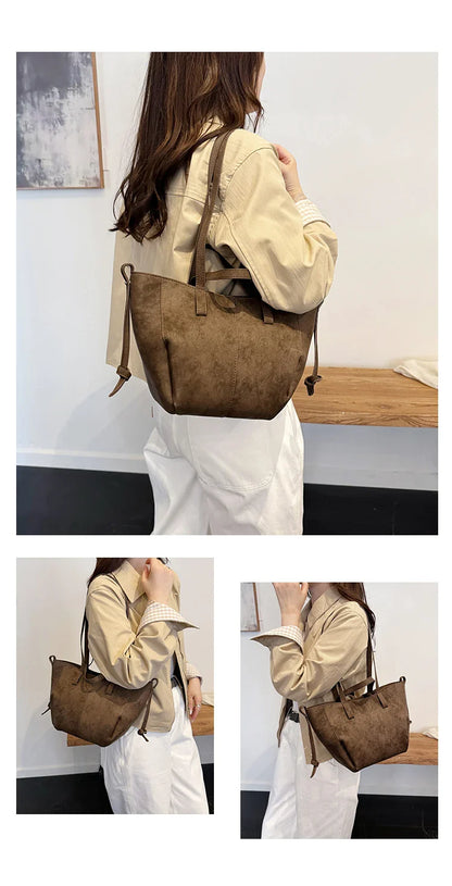 2025 Hot Sale Autumn Soft Women's Handbags Faux Suede Solid Color Large Capacity Shoulder Bag Casual Versatile Ladies Bags