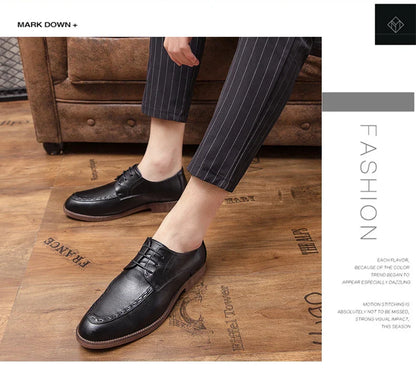 Trend Dress Shoes Man Retro Casual Business Oxfords Leather Shoes Men Formal Social Brogues Wedding Party Leather Shoes For Male