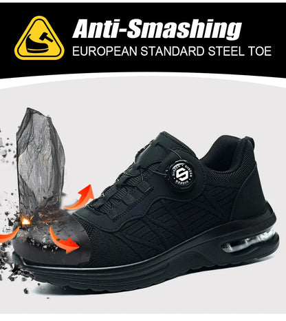 New Men's Rotary Buckle Safety Shoes Anti-Impact Anti-Piercing Lightweight Work Boots Fashion Sporty Design for Outdoor Pro