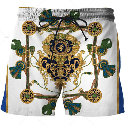Luxurious Newest Iron Chain 3D Printed Streetwear Men Board Shorts Harajuku Hip Hop Leisure Beach Shorts fitness sports Shorts