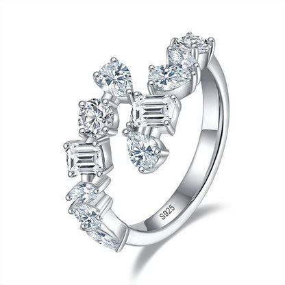 Full Moissanite Wedding Band Ring 925 Sterling Silver with Gold Plated Eternity Ladies Band Women's Lab Diamond Rings