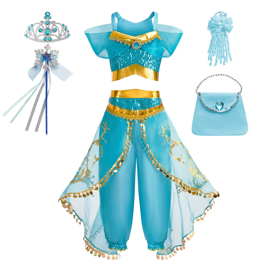 Baby Girl Christmas Party Arabian Costume Girls Aladdin Outfits Child Fancy Dress Sets Kids Halloween Jasmine Princess Dresses